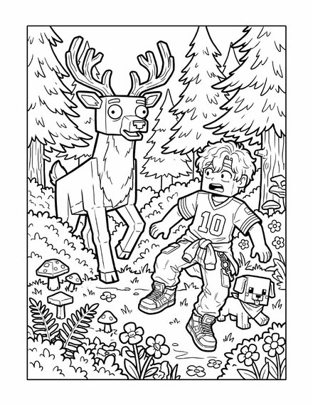 Coloring page: Deer in the Woods