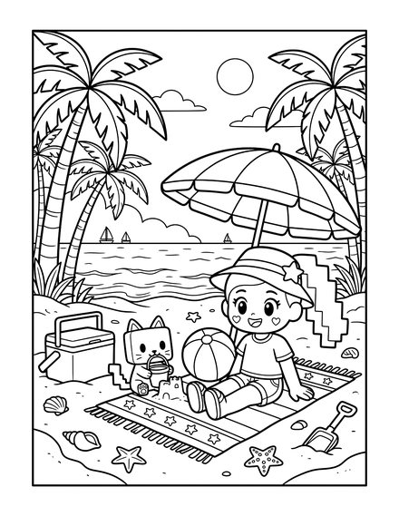 Coloring page: Beach Time